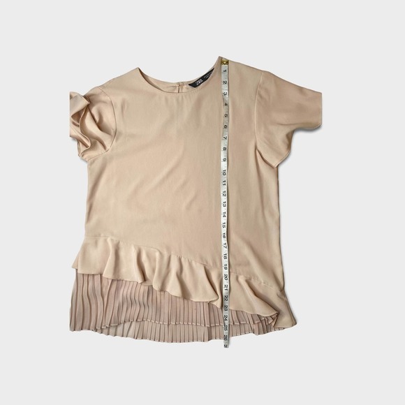 ZARA Ruffle Hem Flutter Sleeve Top Size Small - Picture 5 of 7